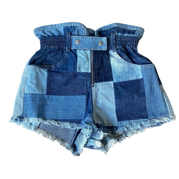 Sea New York Patchwork Denim Shorts 100% Cotton Sz 4 - Picture 1 of 9